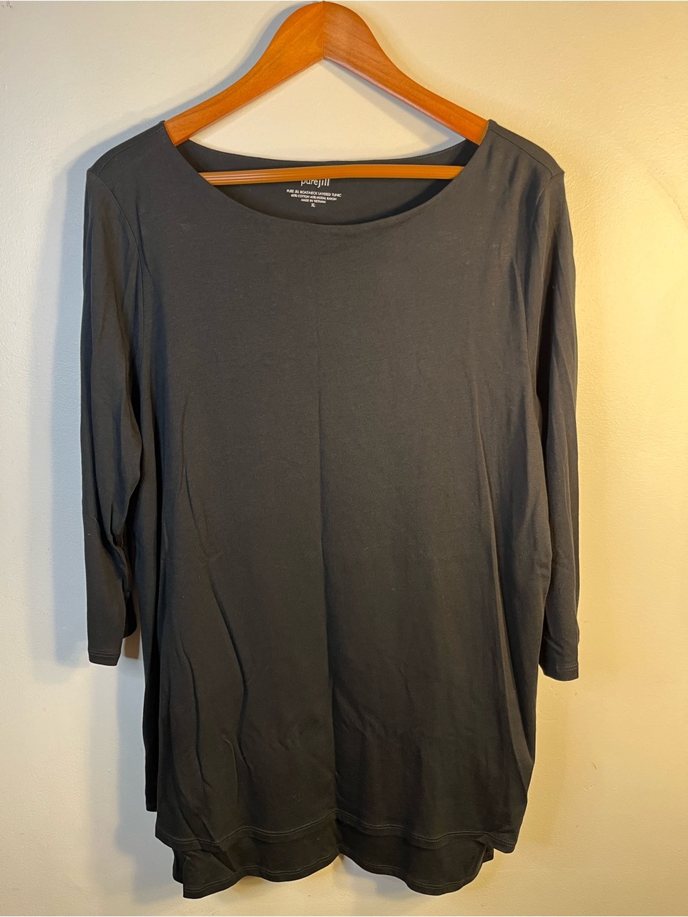 NWT Pure Jill Boatneck Layered Tunic Long Sleeve Black Size XL